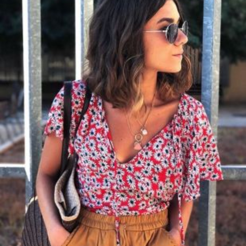Zara red Daisy blouse